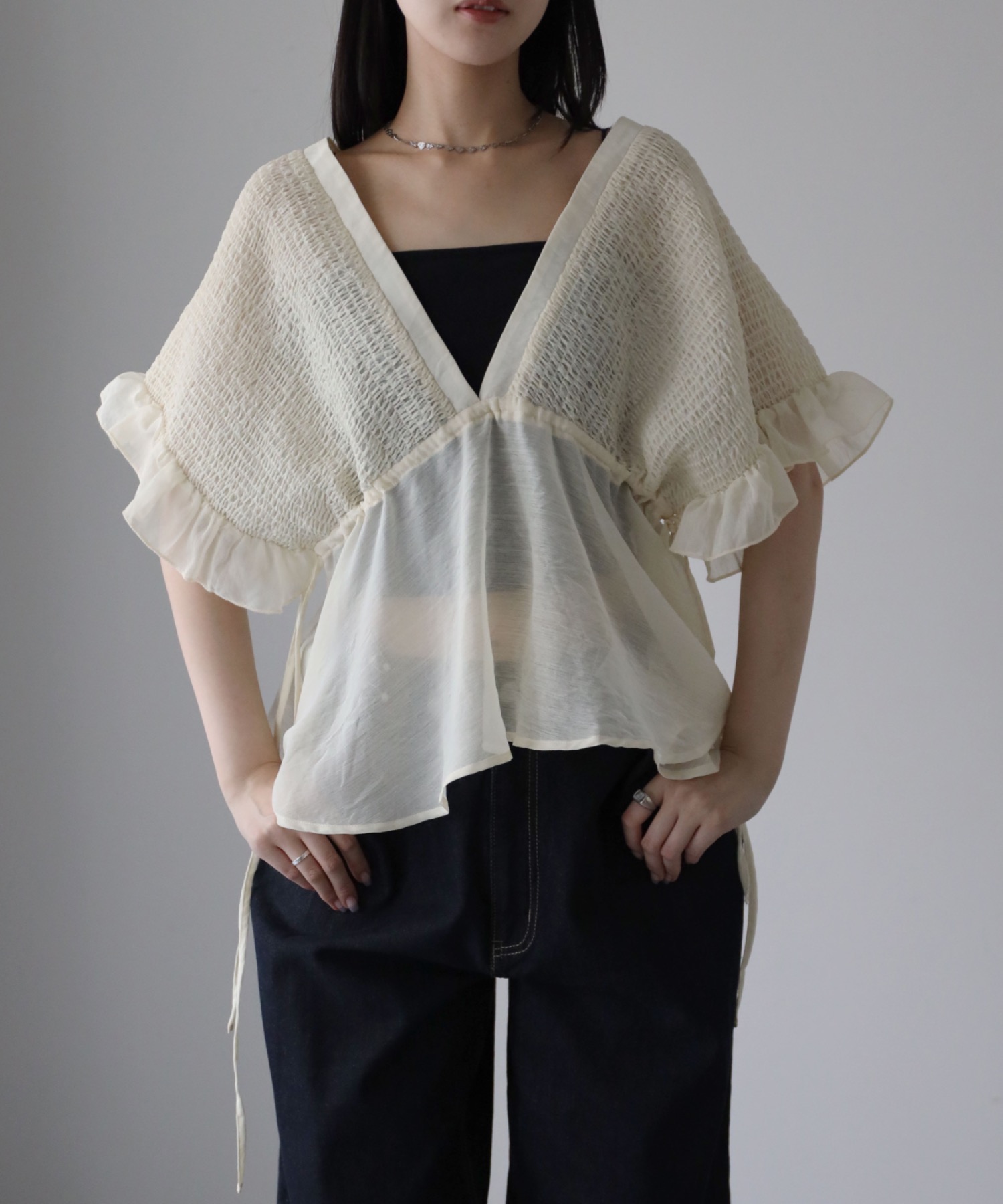 model：164cm, 着用サイズ：FREE