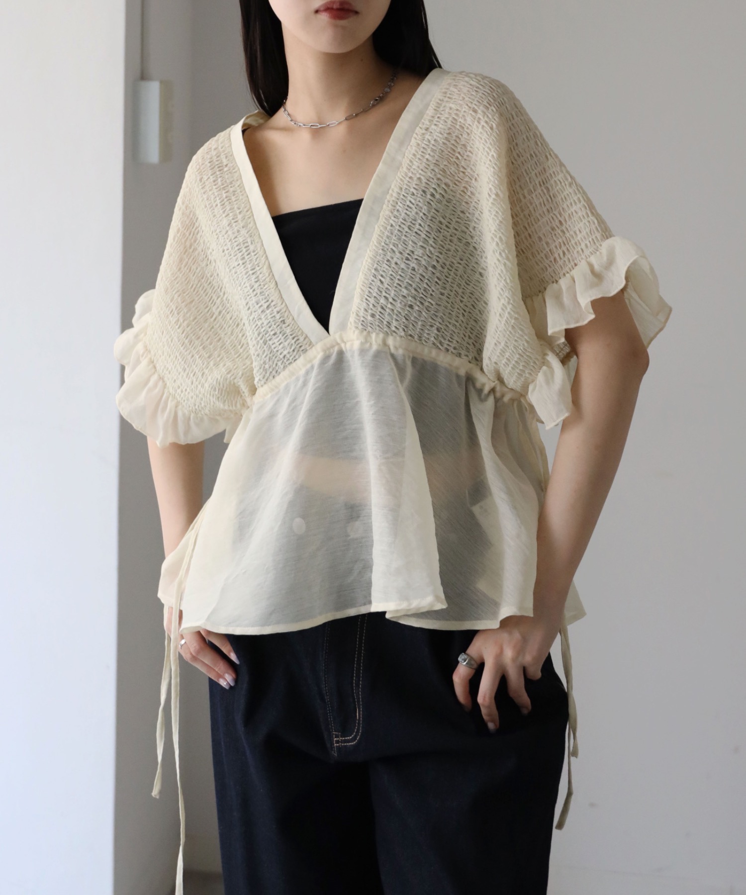 model：164cm, 着用サイズ：FREE