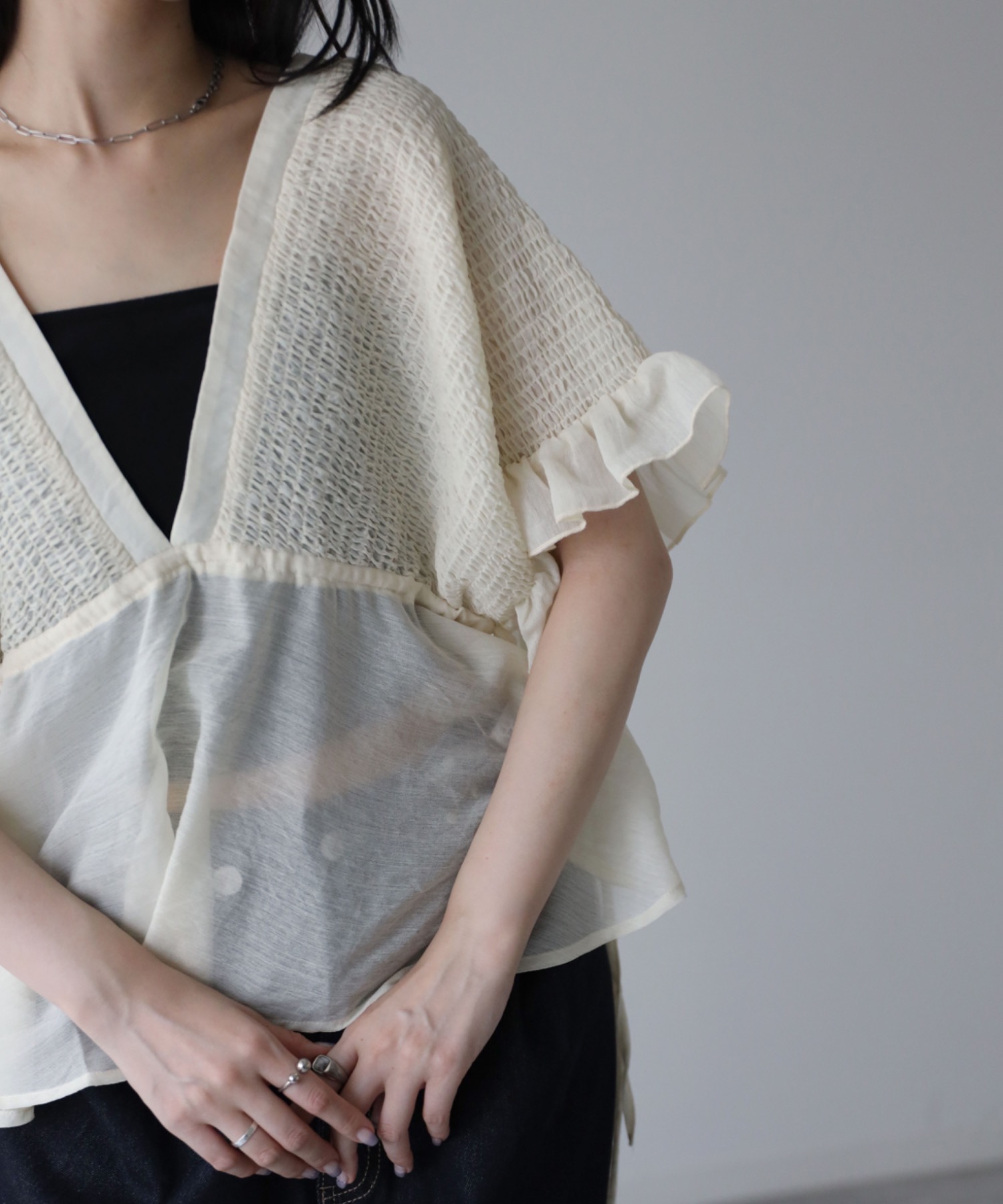model：164cm, 着用サイズ：FREE