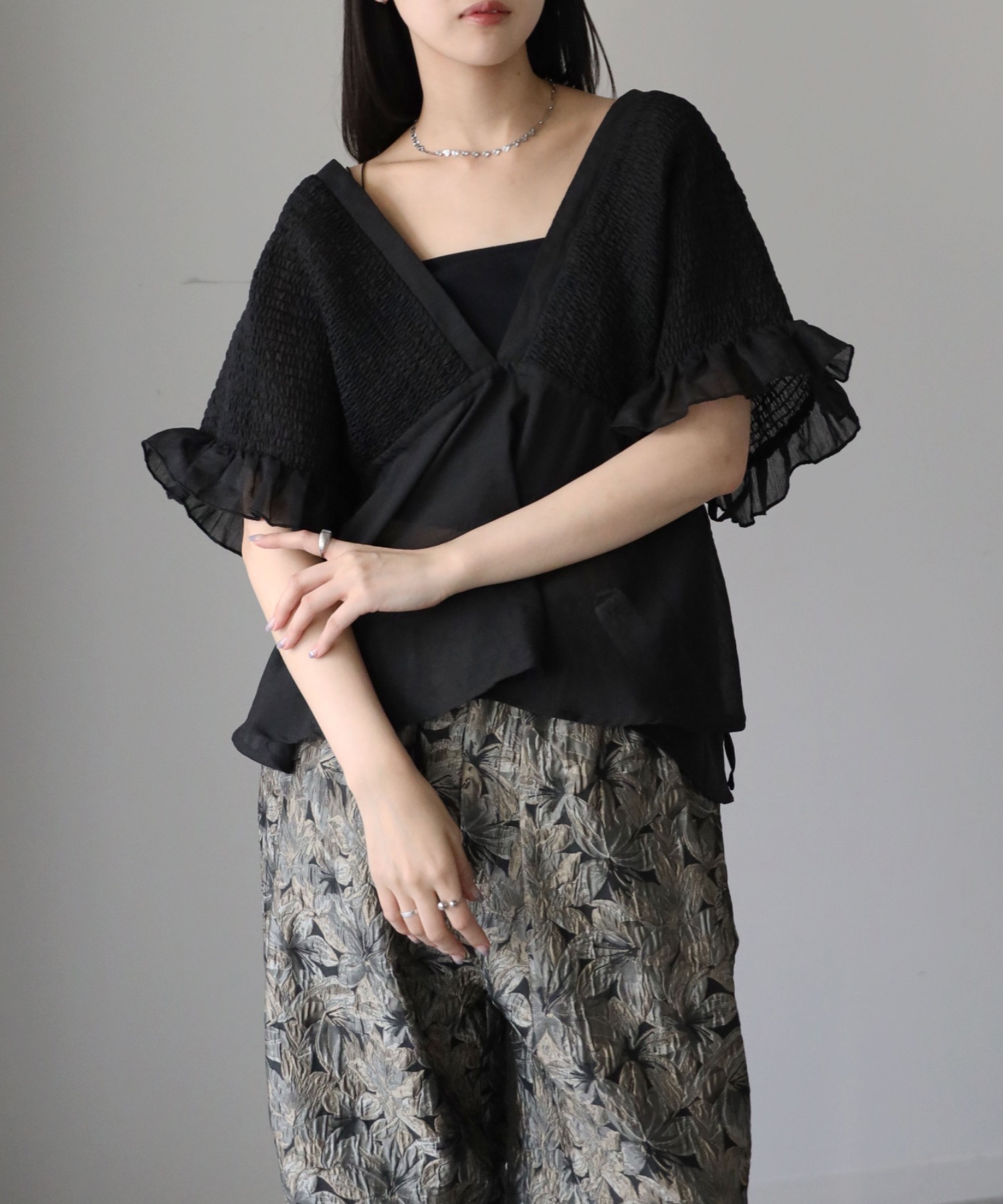 model：164cm, 着用サイズ：FREE