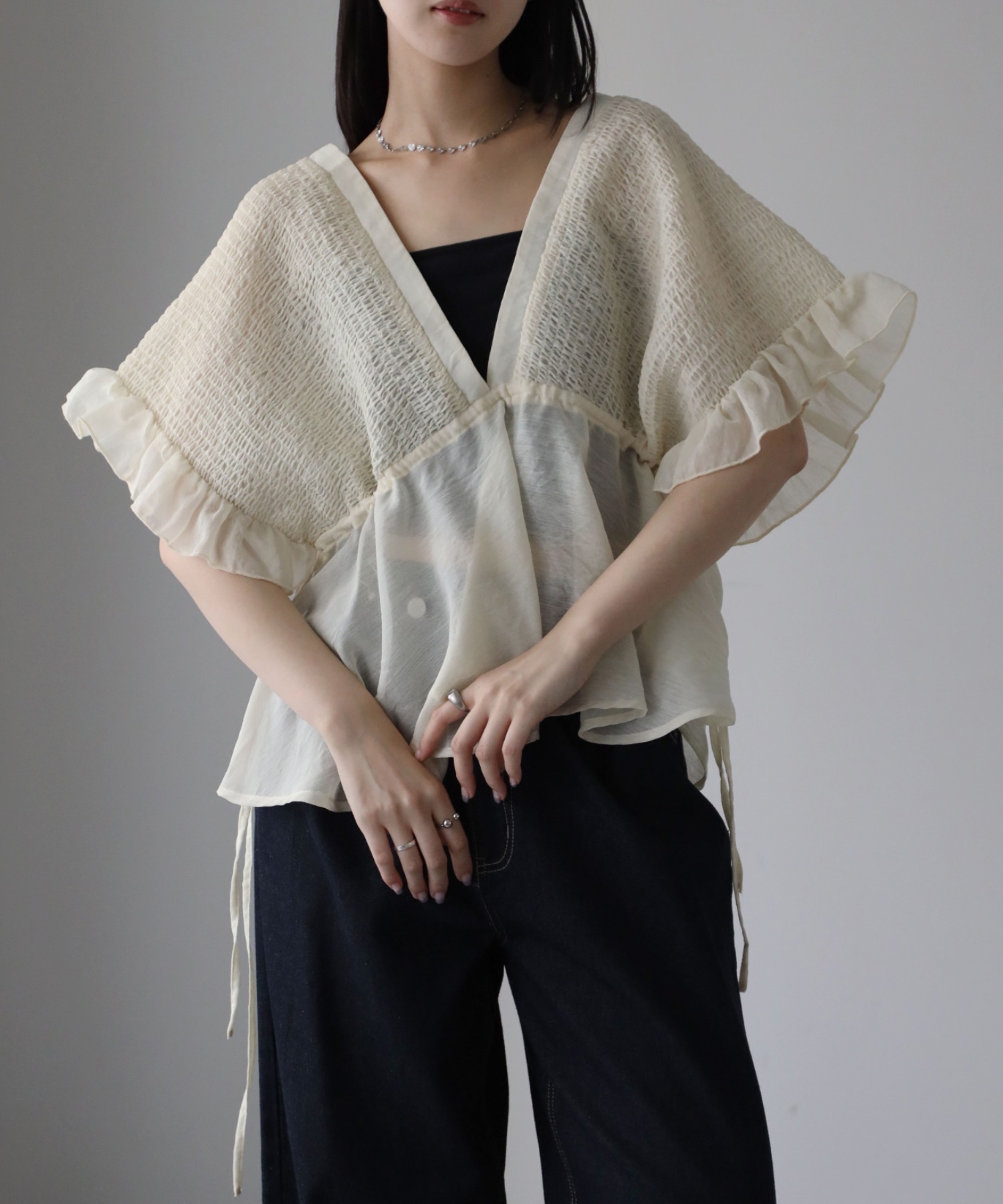model：164cm, 着用サイズ：FREE
