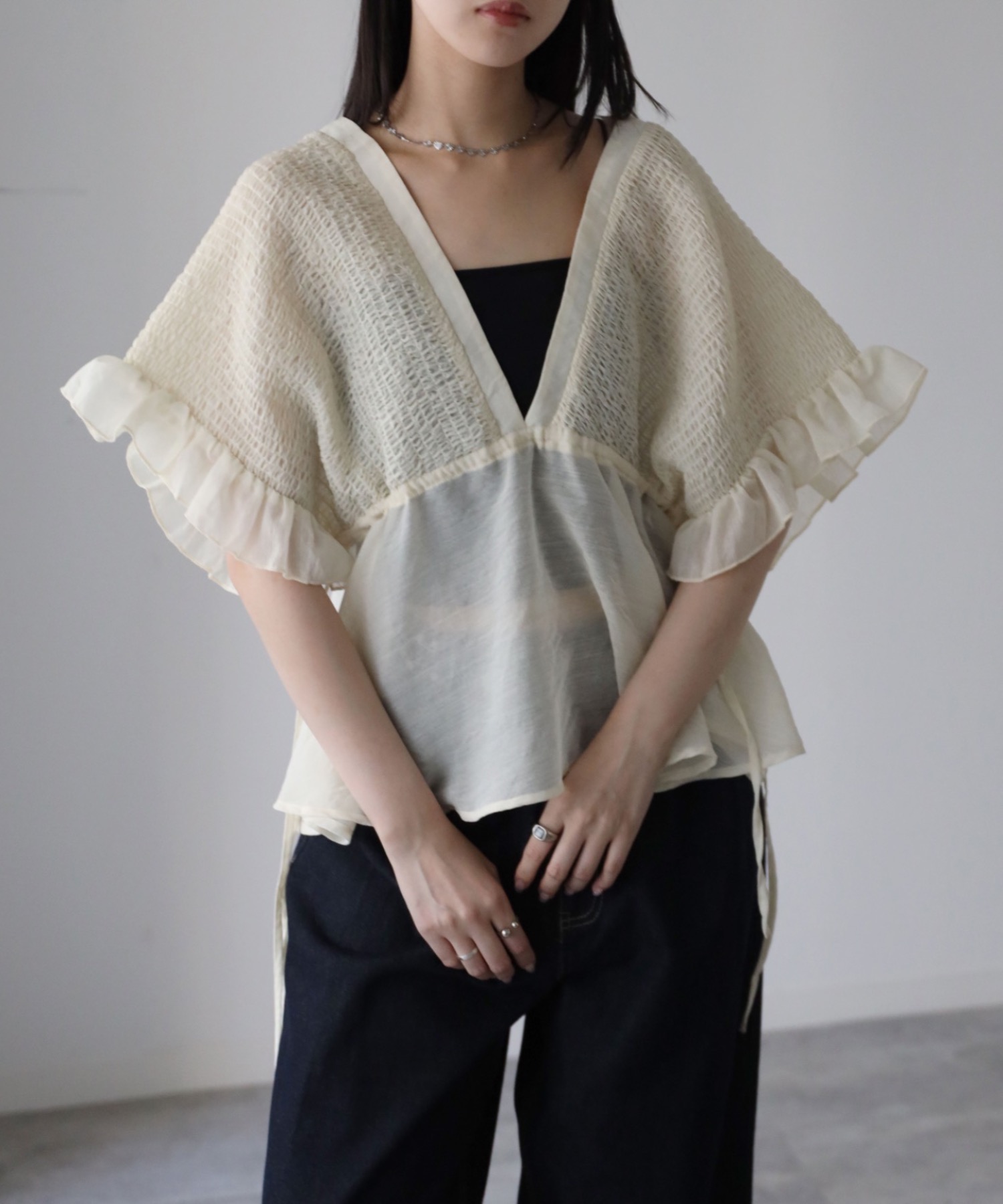 model：164cm, 着用サイズ：FREE