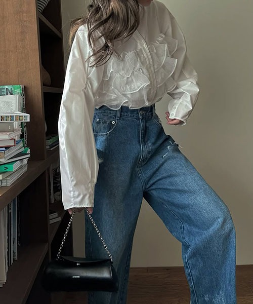 organdyfrill layered point gather sleeve