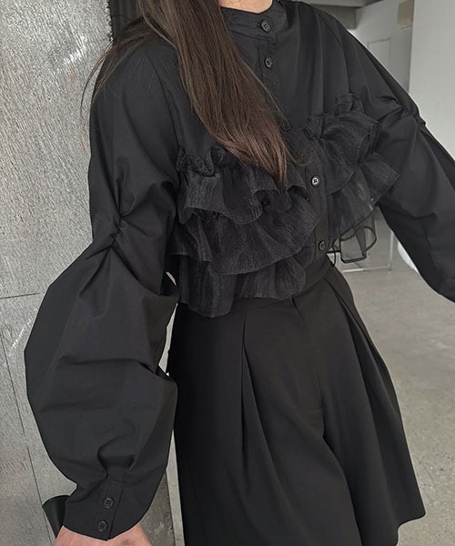 organdy frill layered point gather sleeve SH