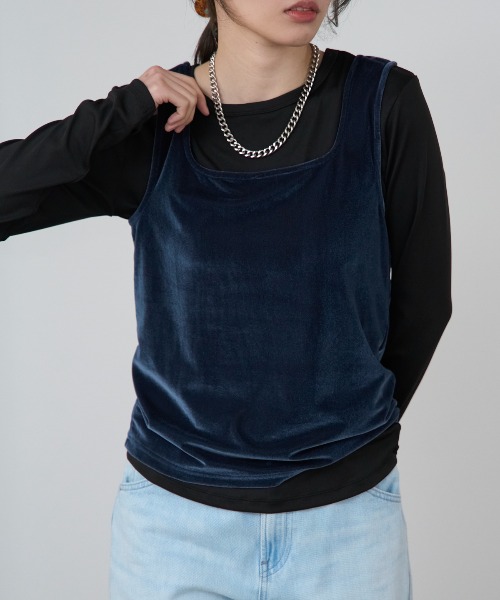 model：163cm / size：F / ネイビー