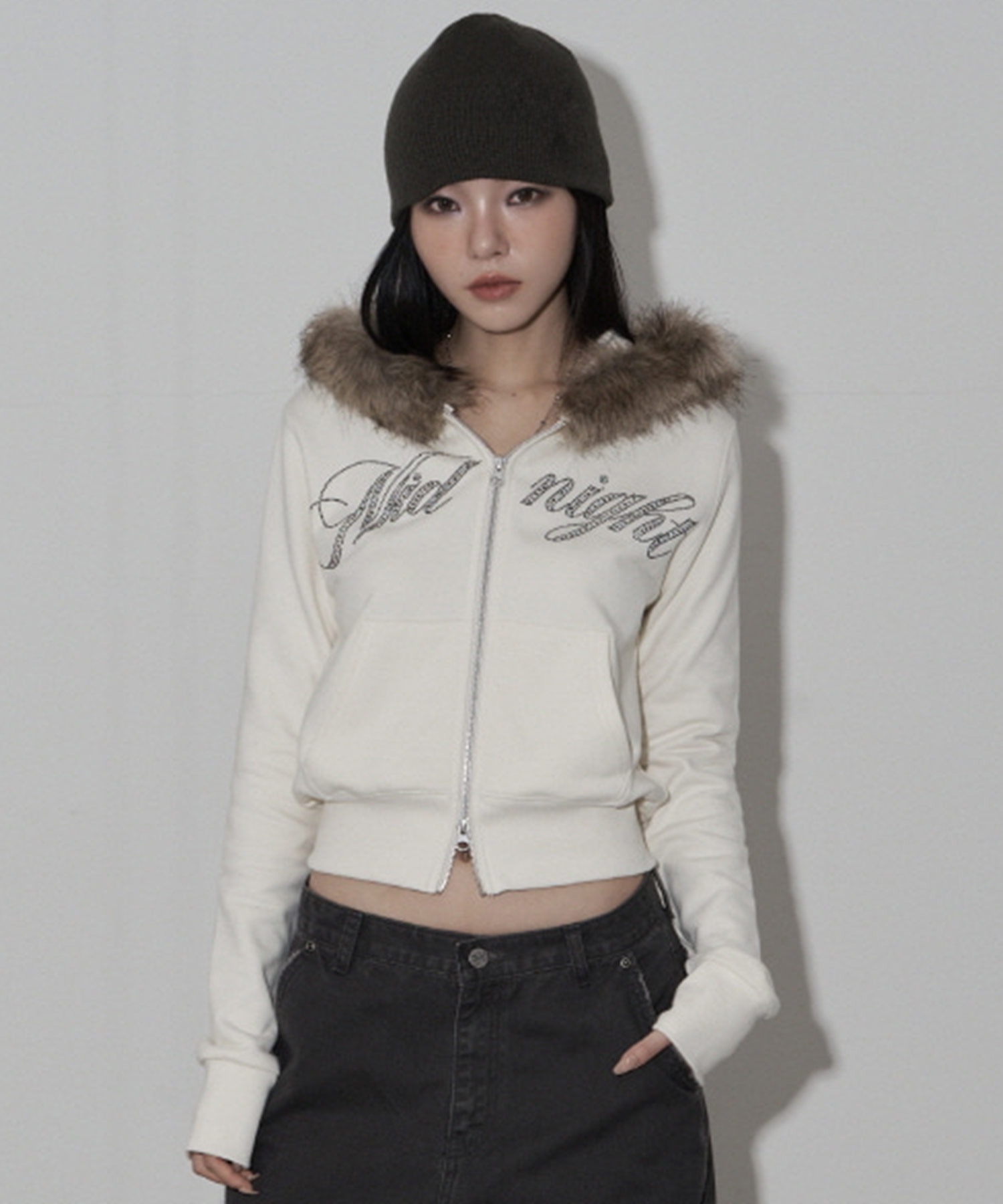 A'GEM/9 × .kom 『MIDNIGHT MOVE/ミッドナイトムーブ』Crop hair zip