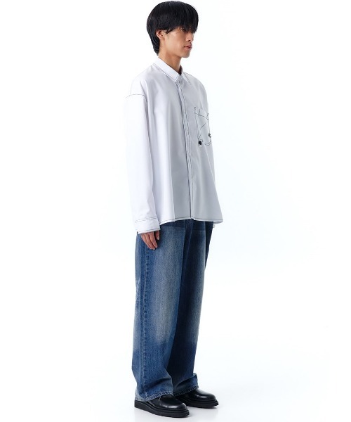 OY/オーワイ』OBLIQUE LINE STITCH POCKET SHIRTS/ラインステッチ