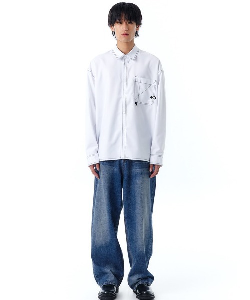 OY/オーワイ』OBLIQUE LINE STITCH POCKET SHIRTS/ラインステッチ