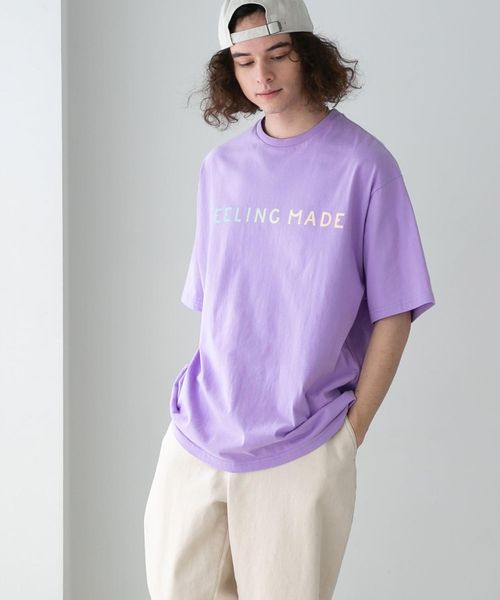 50%OFF coen コーエン レディース FEELING MADE ブラッシュドコットン グラデーション ロゴ Tシャツ パープル