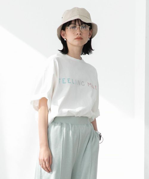 50%OFF coen コーエン レディース FEELING MADE ブラッシュドコットン グラデーション ロゴ Tシャツ ホワイト