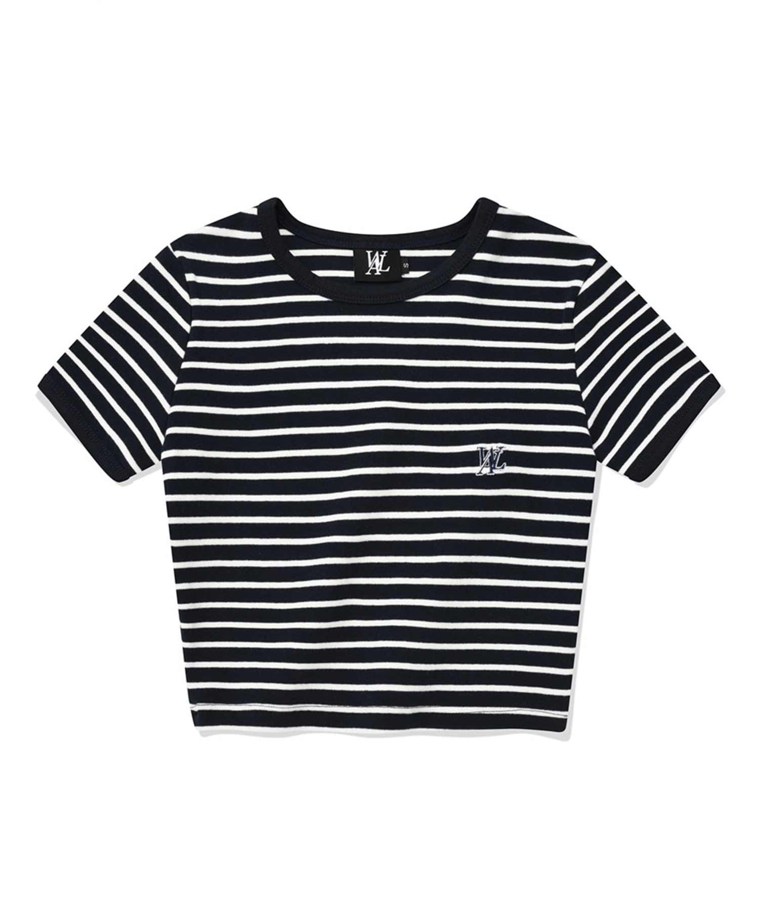 WOOALONG/ウアロン』Double stripe crop short sleeved T-shirt ...
