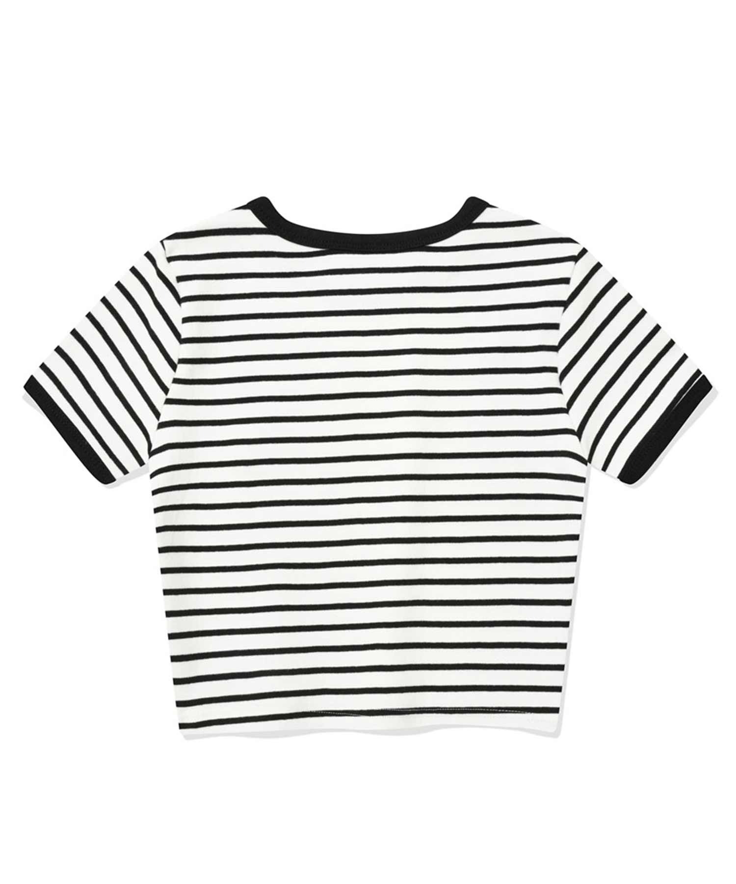 WOOALONG/ウアロン』Double stripe crop short sleeved T-shirt