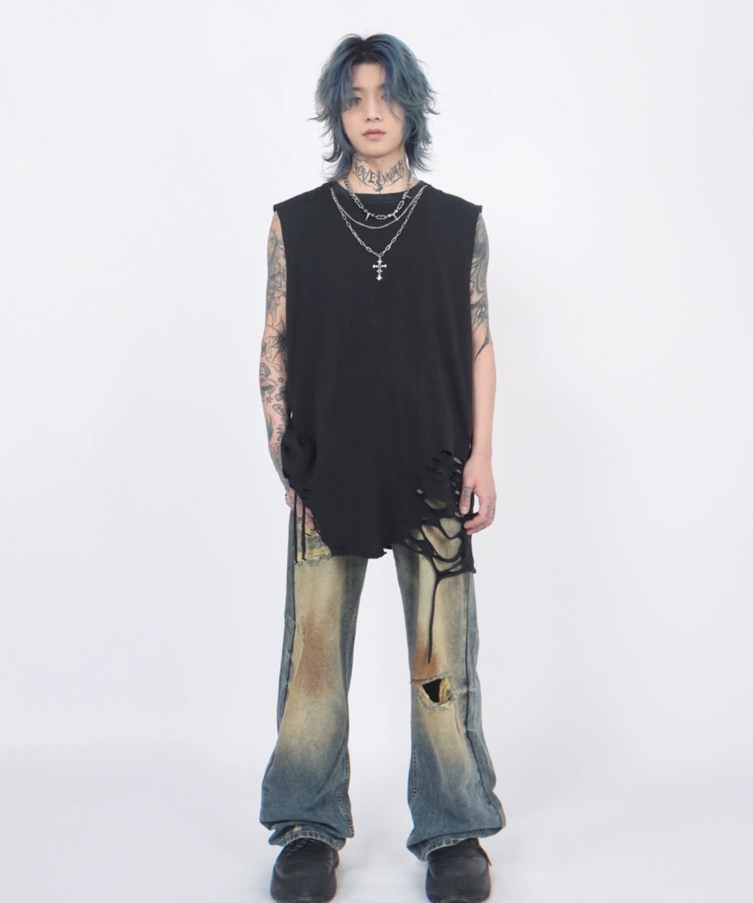 A'GEM/9 × .kom 『ARULE/アルール』チェーン付ダメージノースリーブ