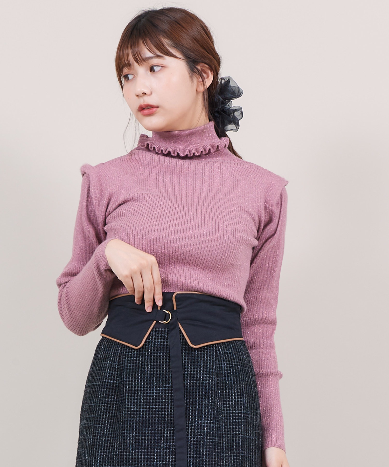 ラメリブニットトップス リブニット ボリュームスリーブ Titty Co Titty Co Online Store ティティーアンドコーオンラインストア