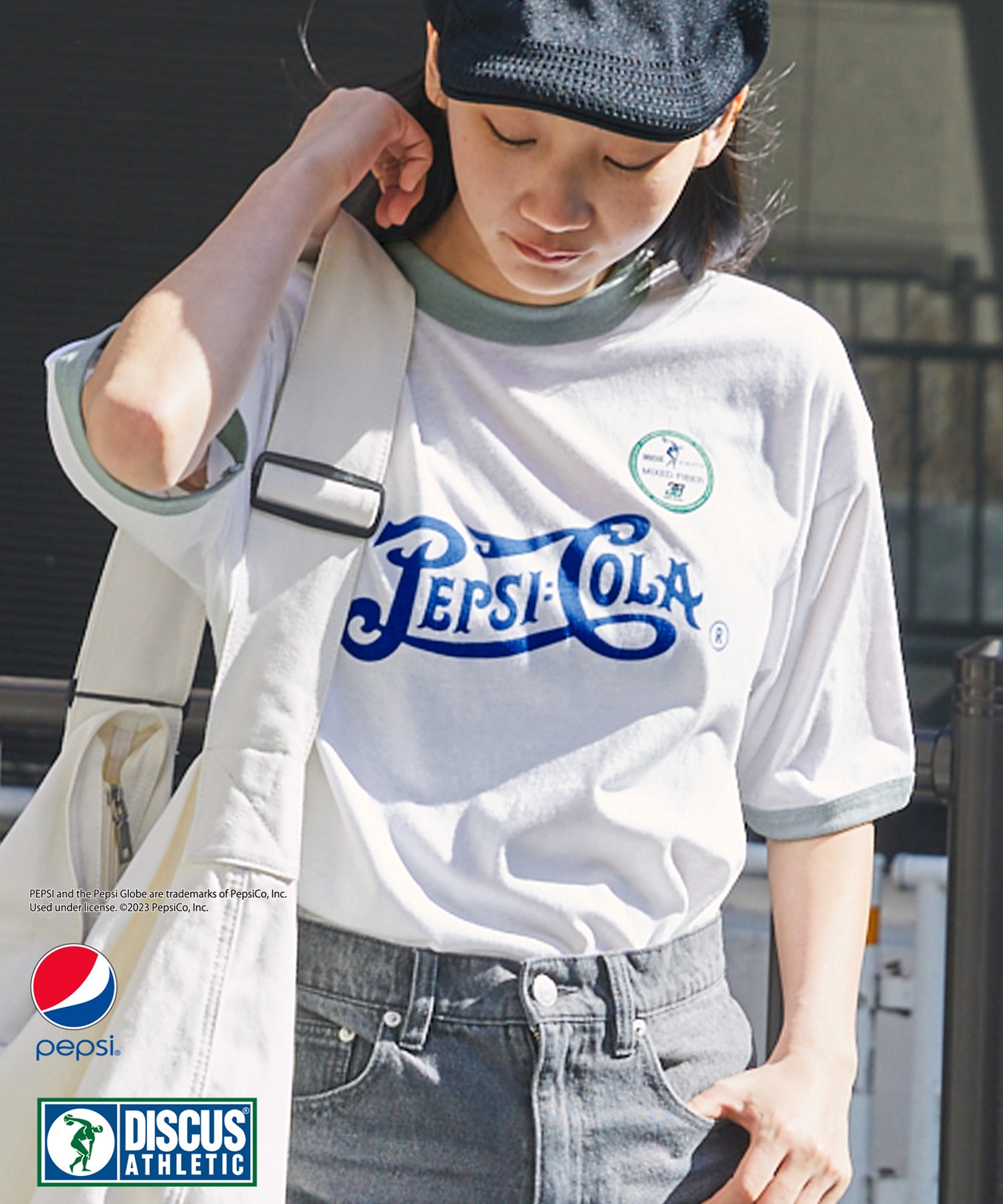 【DISCUS ATHLETIC×PEPSI】コラボ ナンバリングロゴ/バックプリント オーバーサイズ 半袖クルーネックTシャツ