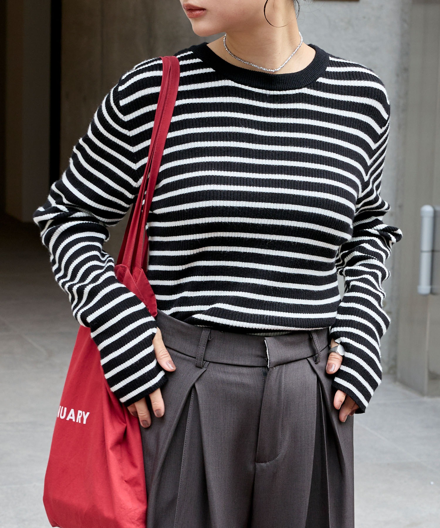 マーブルさん専用 マシンウォッシャブル/アンチピリング＞配色ライン サムホール