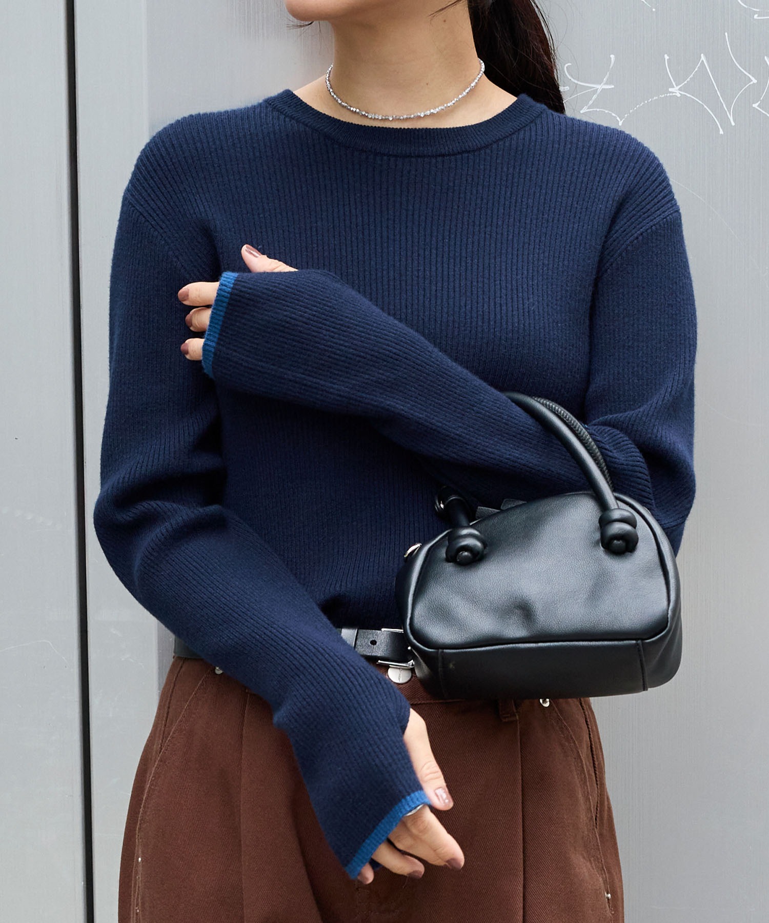 マーブルさん専用 マシンウォッシャブル/アンチピリング＞配色ライン サムホール