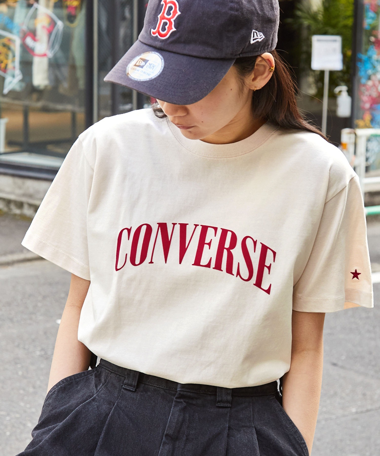 CONVERSE/コンバース フロッキーロゴプリントクルーネック半袖Tシャツ MONO-MART│MONO-MART [モノマート] 公式