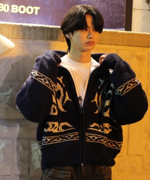 A'GEM/9 × .kom 『NOMUNUAL/ノーマニュアル』 COWICHAN HOODED ZIP-UP