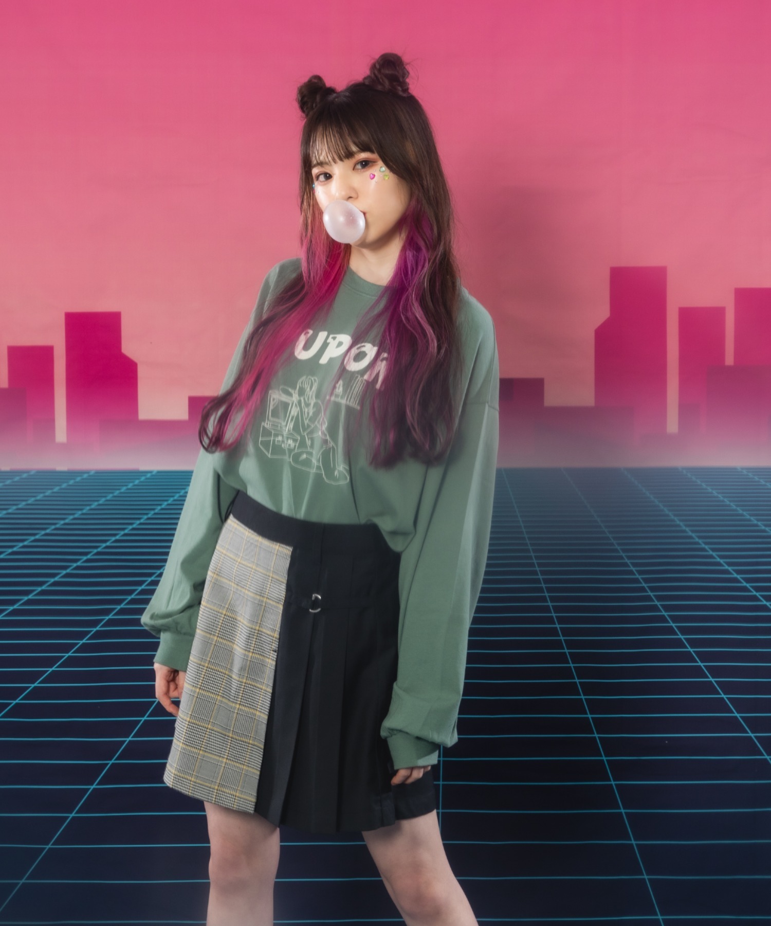 スカート Yoon AMBIDEX Store 強撚ラチネ ラップIラインスカート(F クロ): yuni