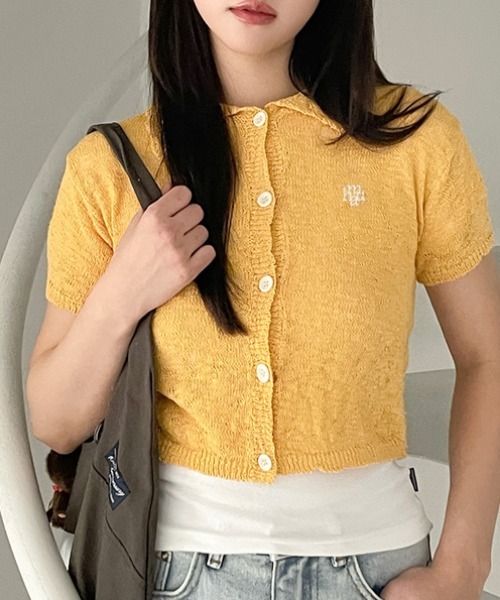 カーディガン A'GEM/9 × .kom 「muah muah/ムーアムーア」slub collar knit cardigan/スラブカラー ニッ A'GEM/9 × .kom 『muah muah/ムーアムーア』slub collar knit
