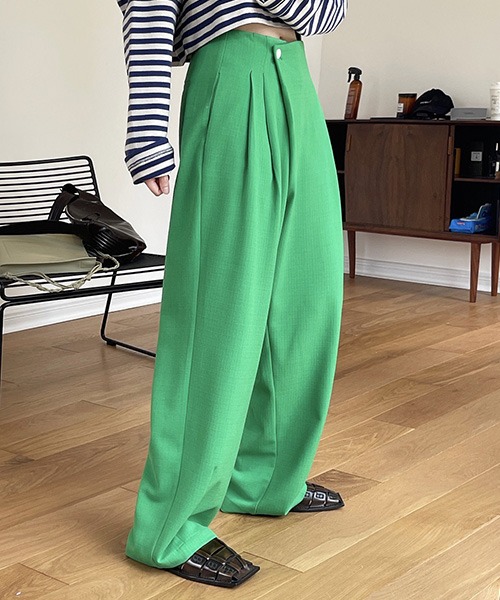 chuclla】【2022/SS】Cross waist color wide pants chw22s097