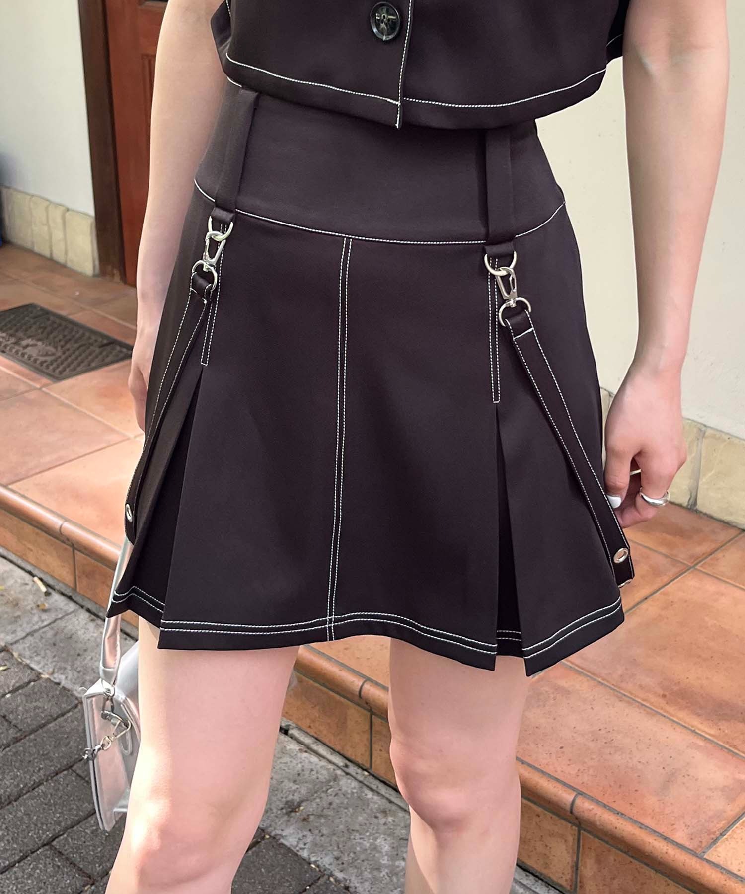 配色ステッチサスペンダー付きセットアップ SPIRALGIRL