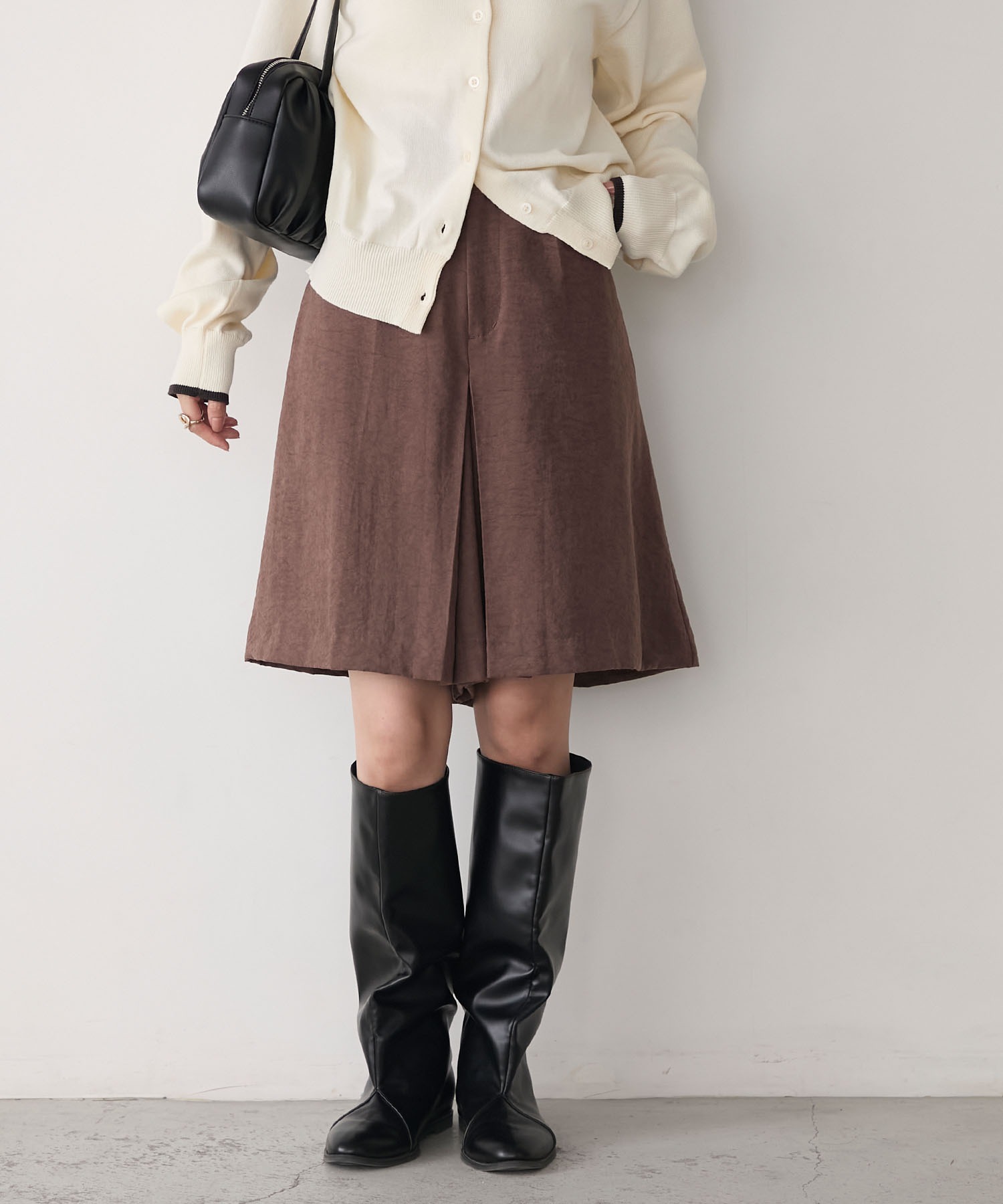 forksy.】ニュアンステクスチャーキュロットハーフパンツ forksy