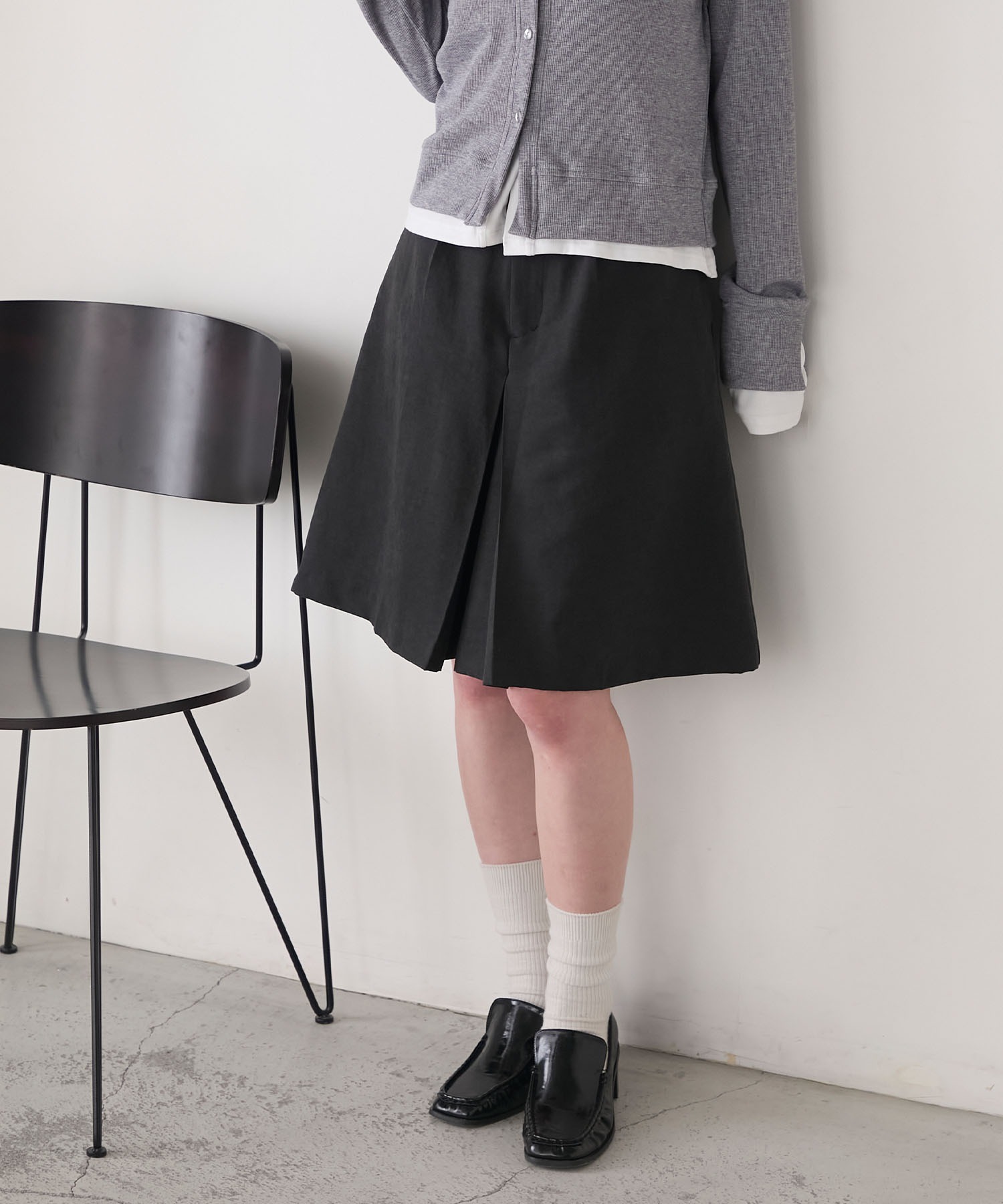 forksy.】ニュアンステクスチャーキュロットハーフパンツ forksy