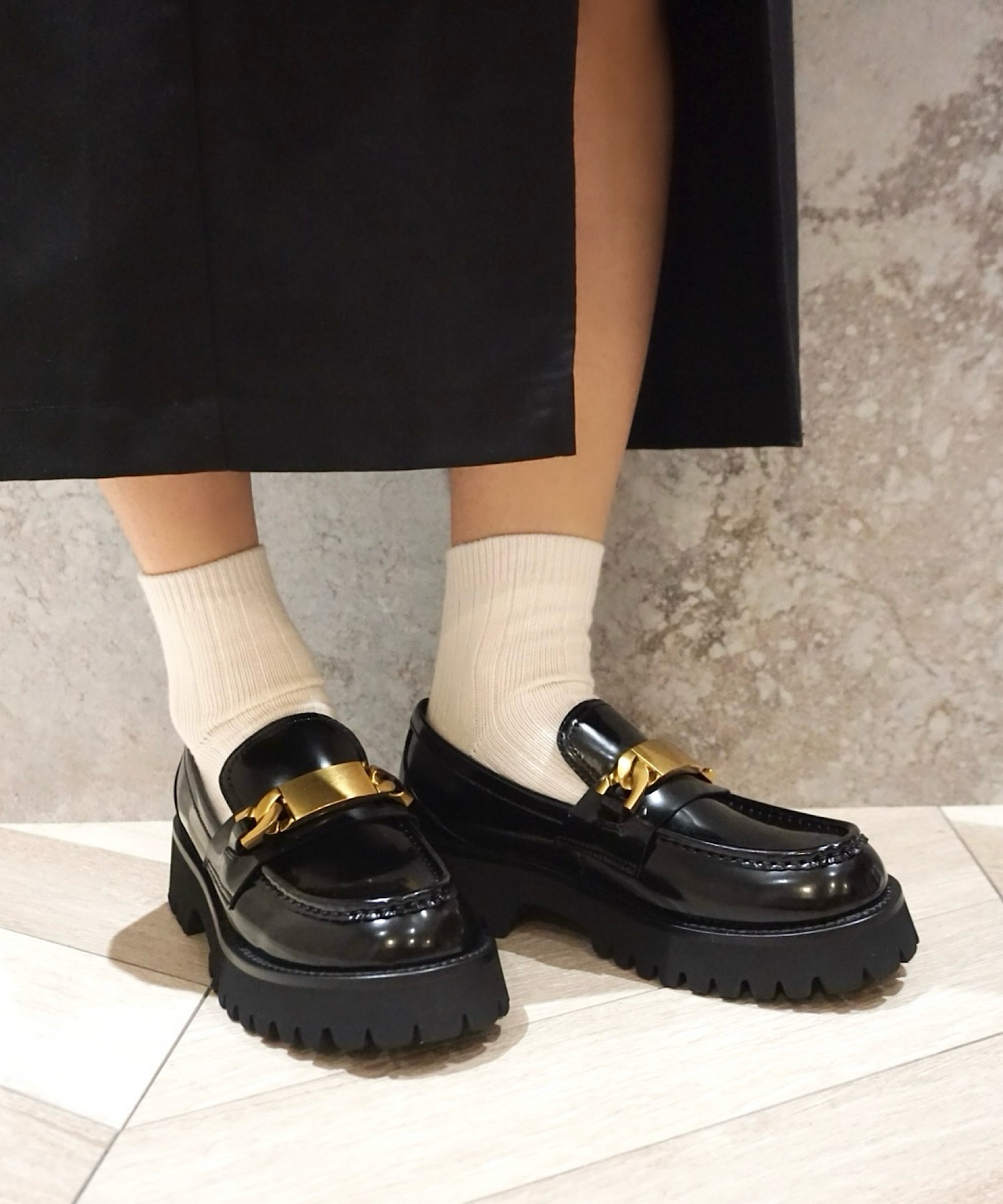 diesel 厚底　ローファー 厚底ビジューバックルローファーパンプス – レディースファッション