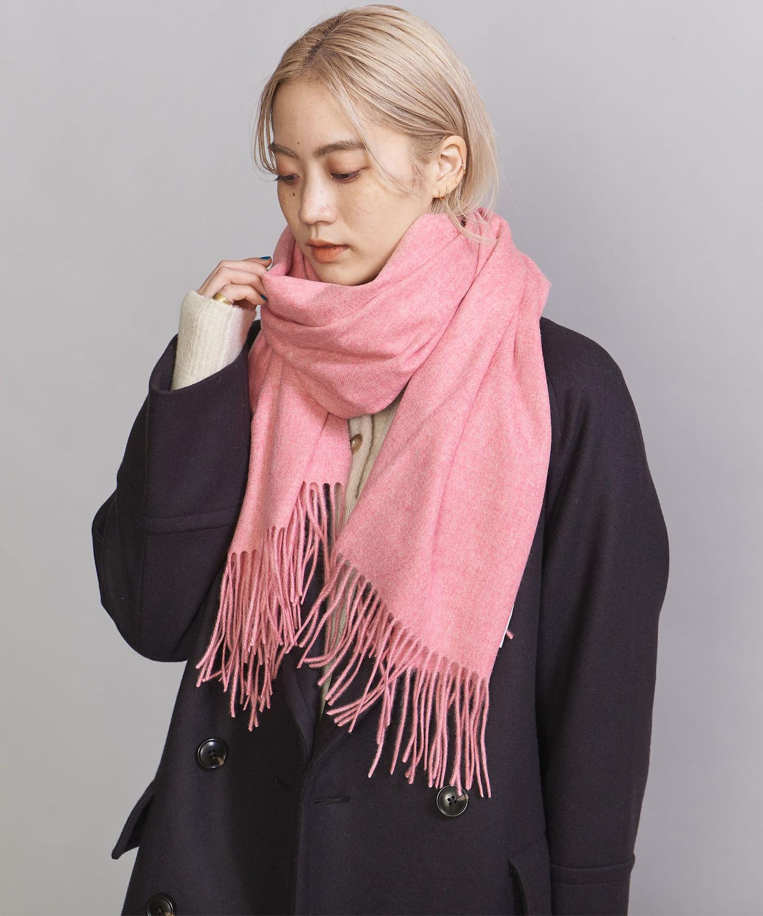 適切な価格 ビューティ ユース 大判マフラーグレーにピンクチェック柄 ユナイテッドアローズ マフラー ショール Labelians Fr