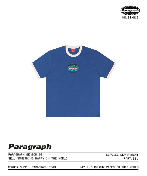 A'GEM/9 × .kom『paragraph/パラグラフ』 アースロゴ リンガー Tシャツ