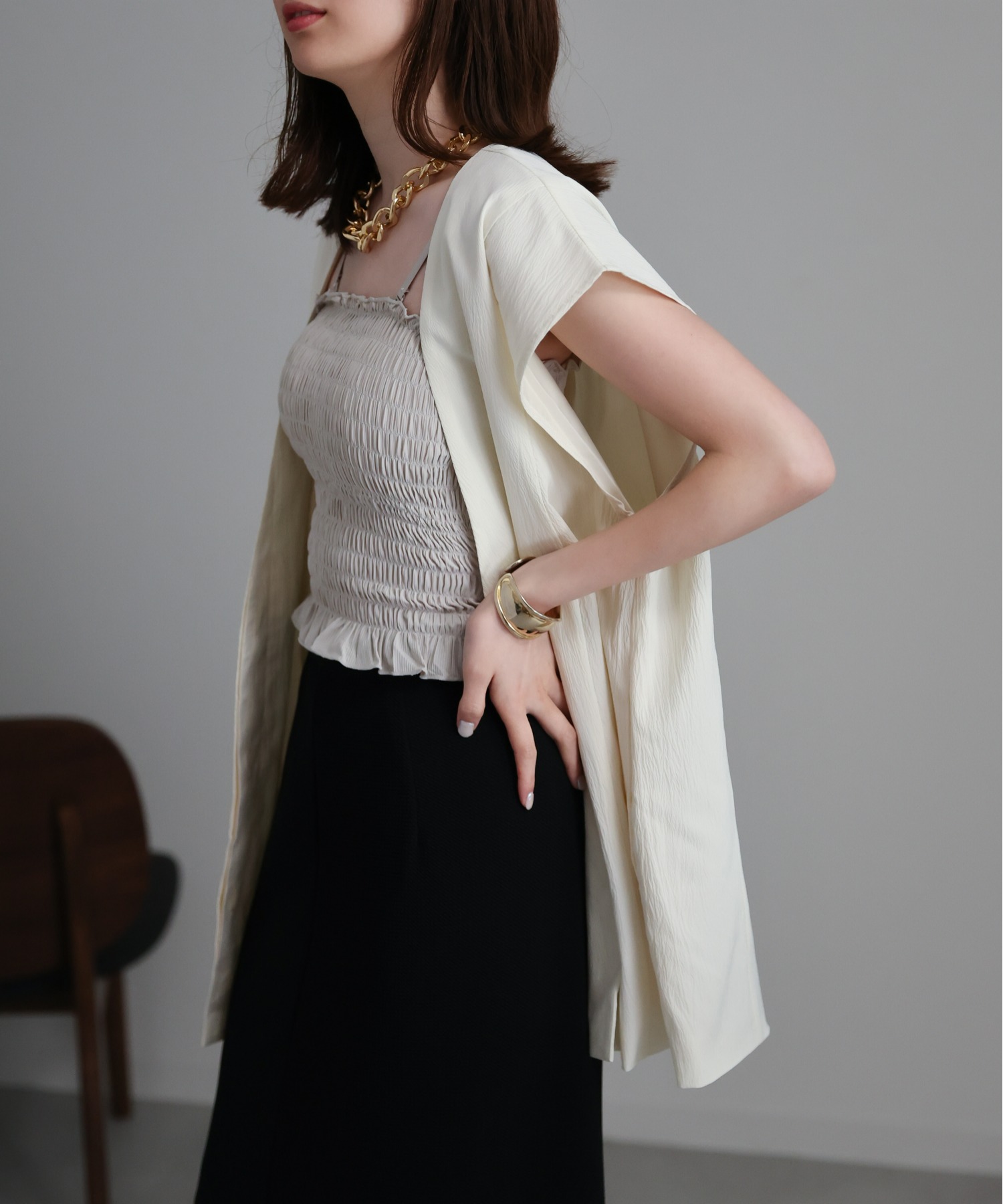 model：162cm 着用サイズ：F