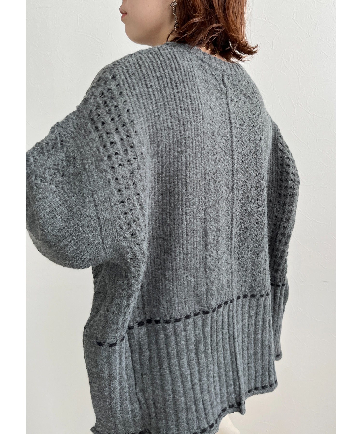 美品 hLm エイチエルエム バルキー ニット グレー ケーブル カシミヤ 混 ケーブルニットセーター - ライトグレージュ - レディース | H&M JP