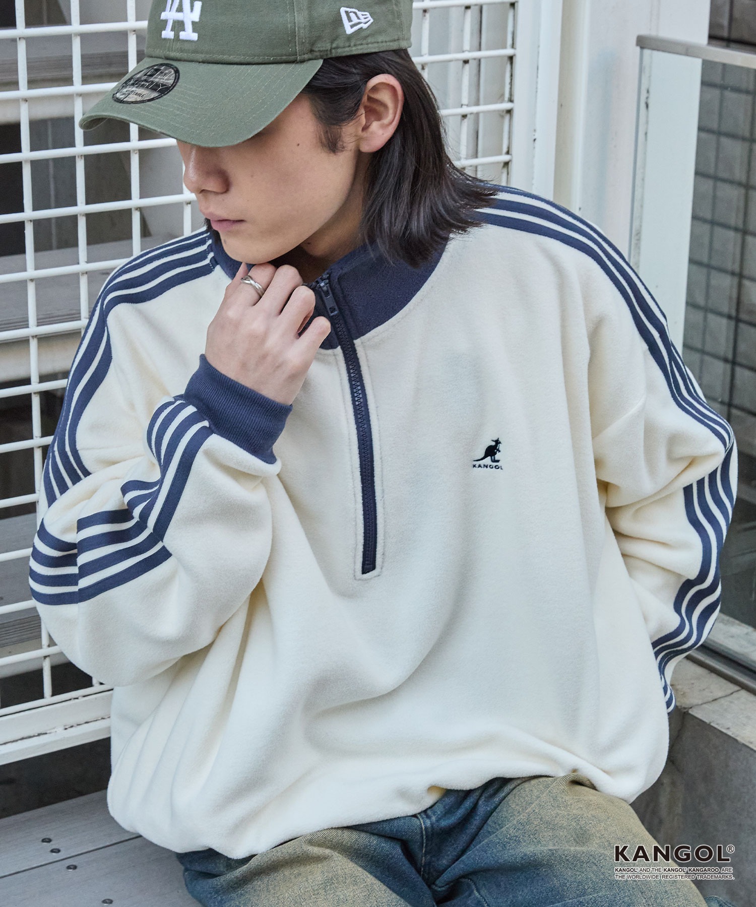 KANGOL/カンゴール 別注 <帯電防止/抗ピリング> ロゴ刺繍 ドロスト 