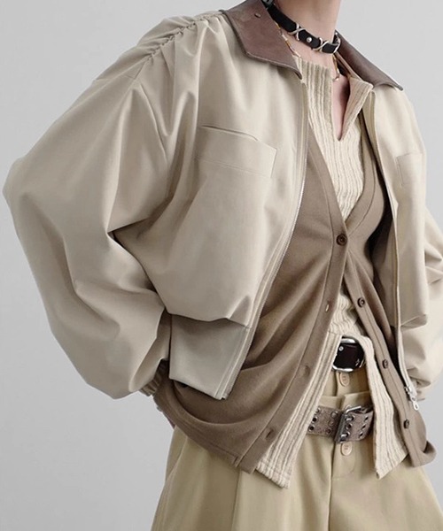 CHENTAITAI】カラーブロックスタンドカラーブルゾン CTW25a022