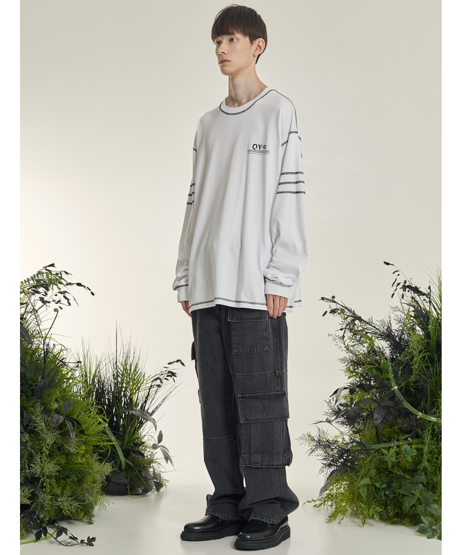海外限定スパイク販売 OY/オーワイ』COVER STITCH LOGO LONG SLEEVE/ステッチロゴ トップス
