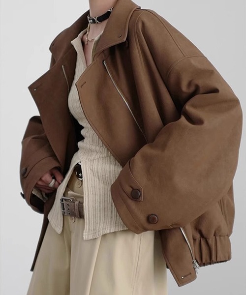 CHENTAITAI】 2wayハイネックライダースジャケット CTW25a023