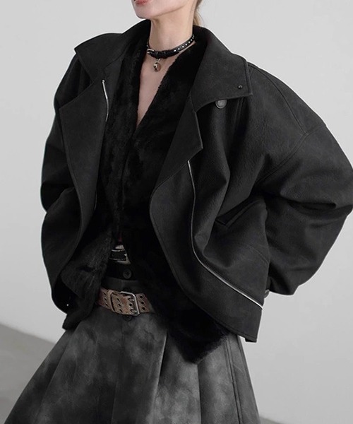 CHENTAITAI】 2wayハイネックライダースジャケット CTW25a023