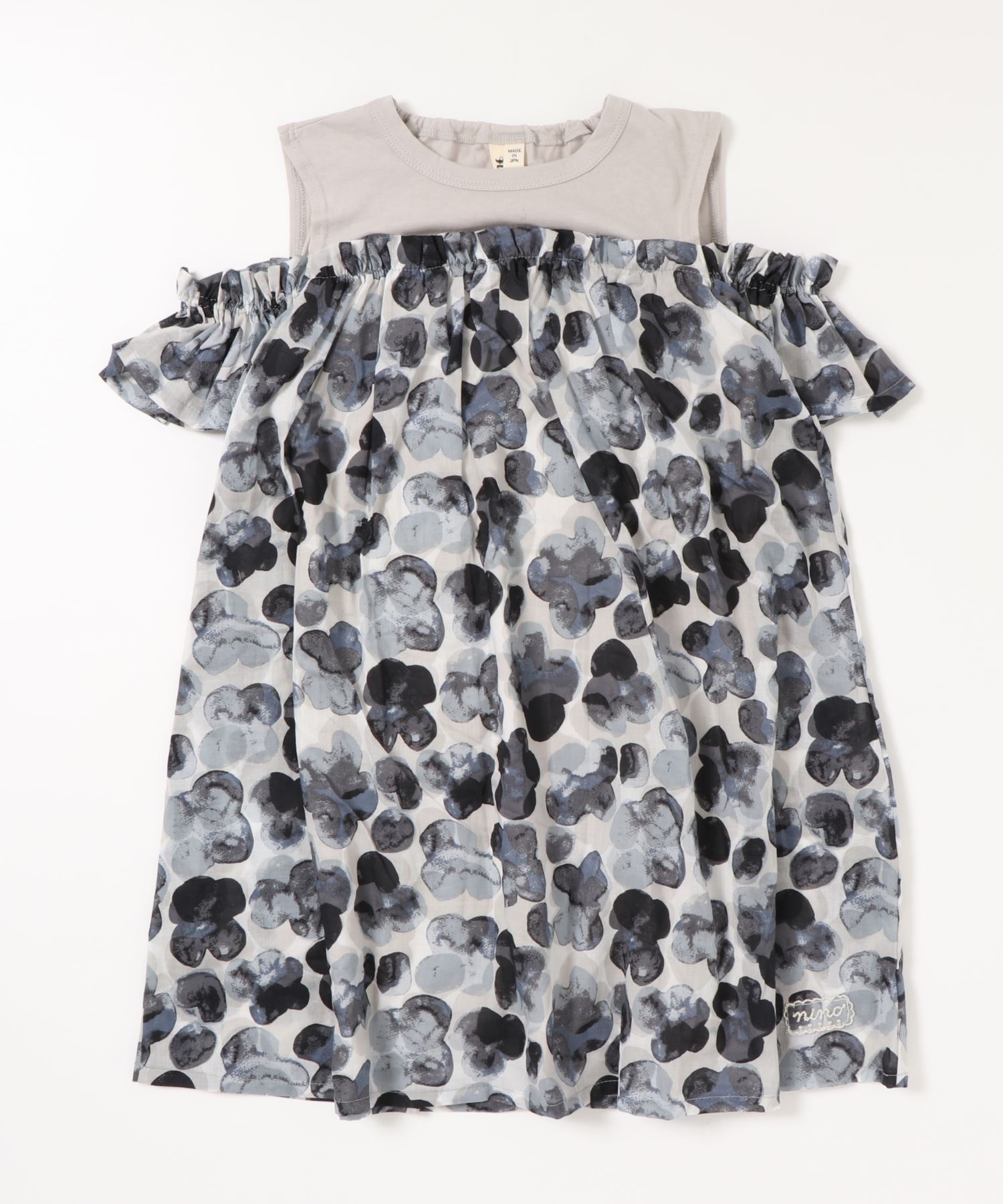 130 150 ワンピース ギフト プレゼント ご褒美 オフショルダースタンプフラワーｐｔ