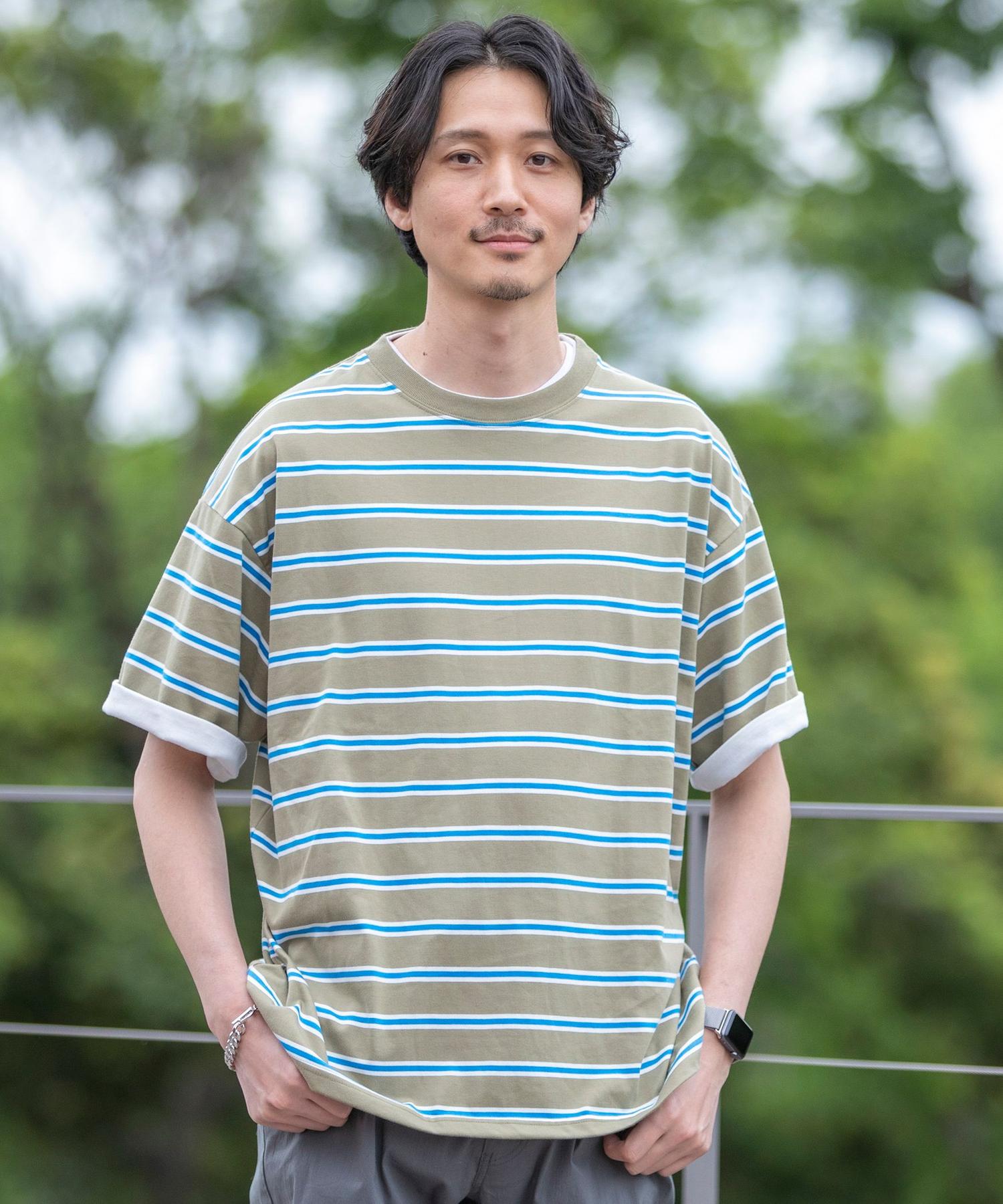 Coen コーエン メンズ フェイクレイヤードマルチボーダーtシャツ ベージュ 雑記帳