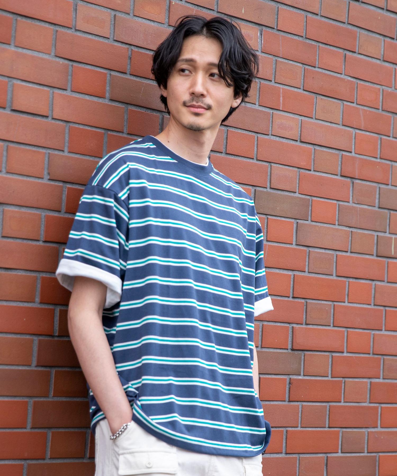 Coen コーエン メンズ フェイクレイヤードマルチボーダーtシャツ ネイビー 雑記帳