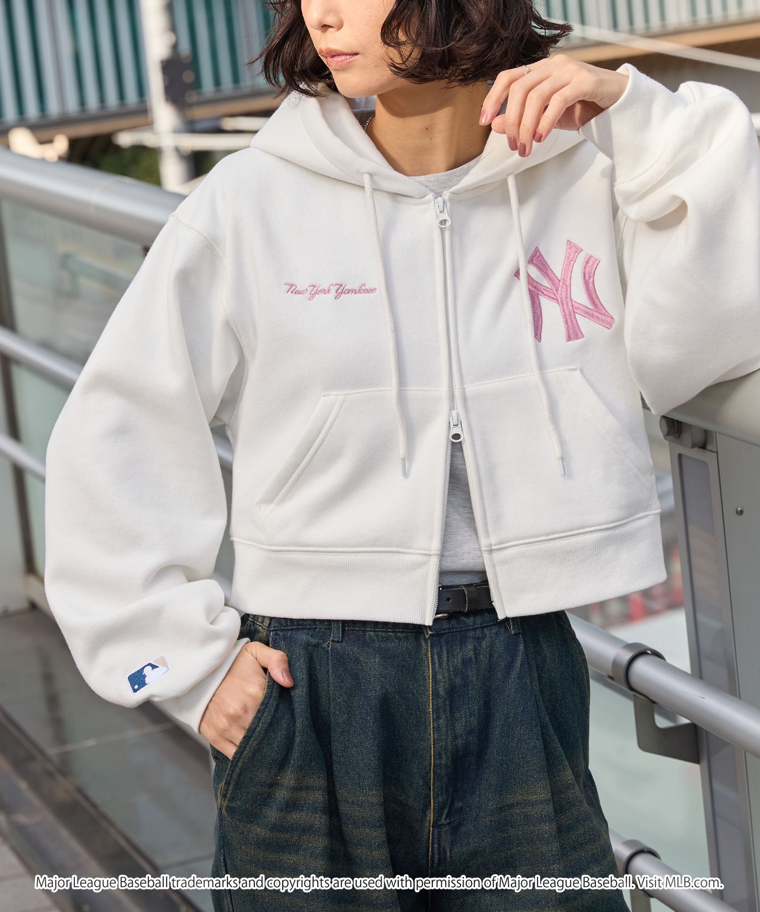 MLB/メジャーリーグベースボール 別注 ワッペン刺繍 ショート丈 ダブル