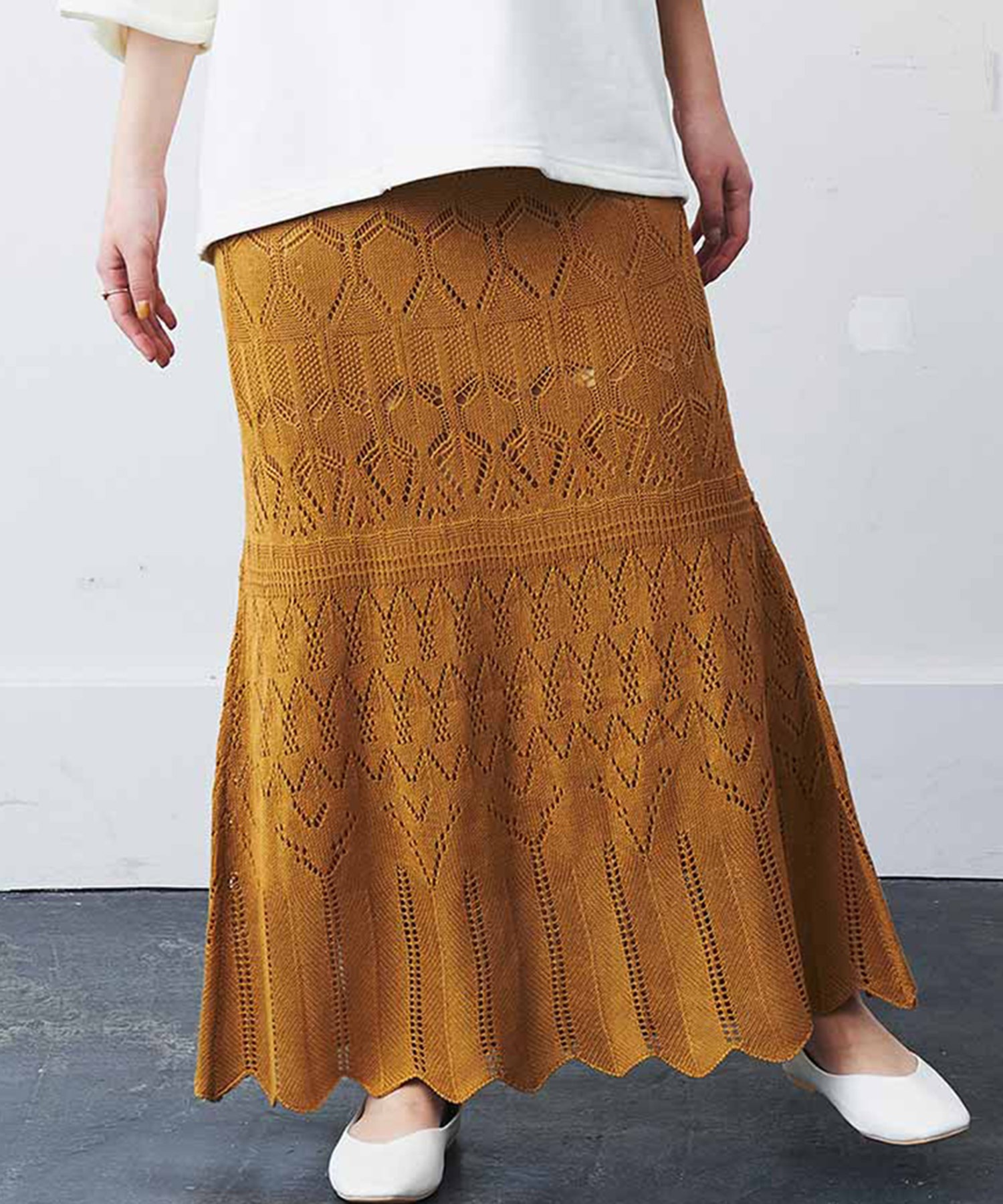 MEDE19FＭＥＤＥ１９Ｆ 透かし編みニットスカート 驚きの値段で 注文後の変更キャンセル返品