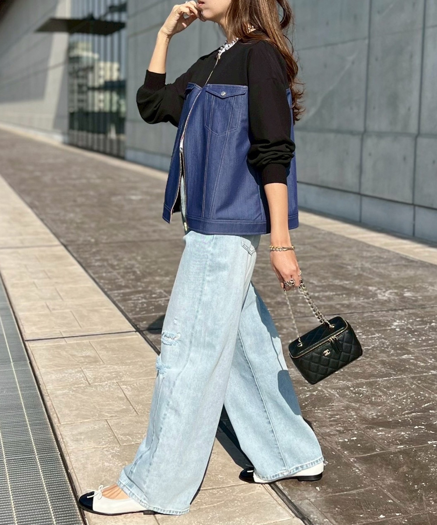 デニムライクバイカラーブルゾン Emma Taylor│STYLEDOOR スタイルドア