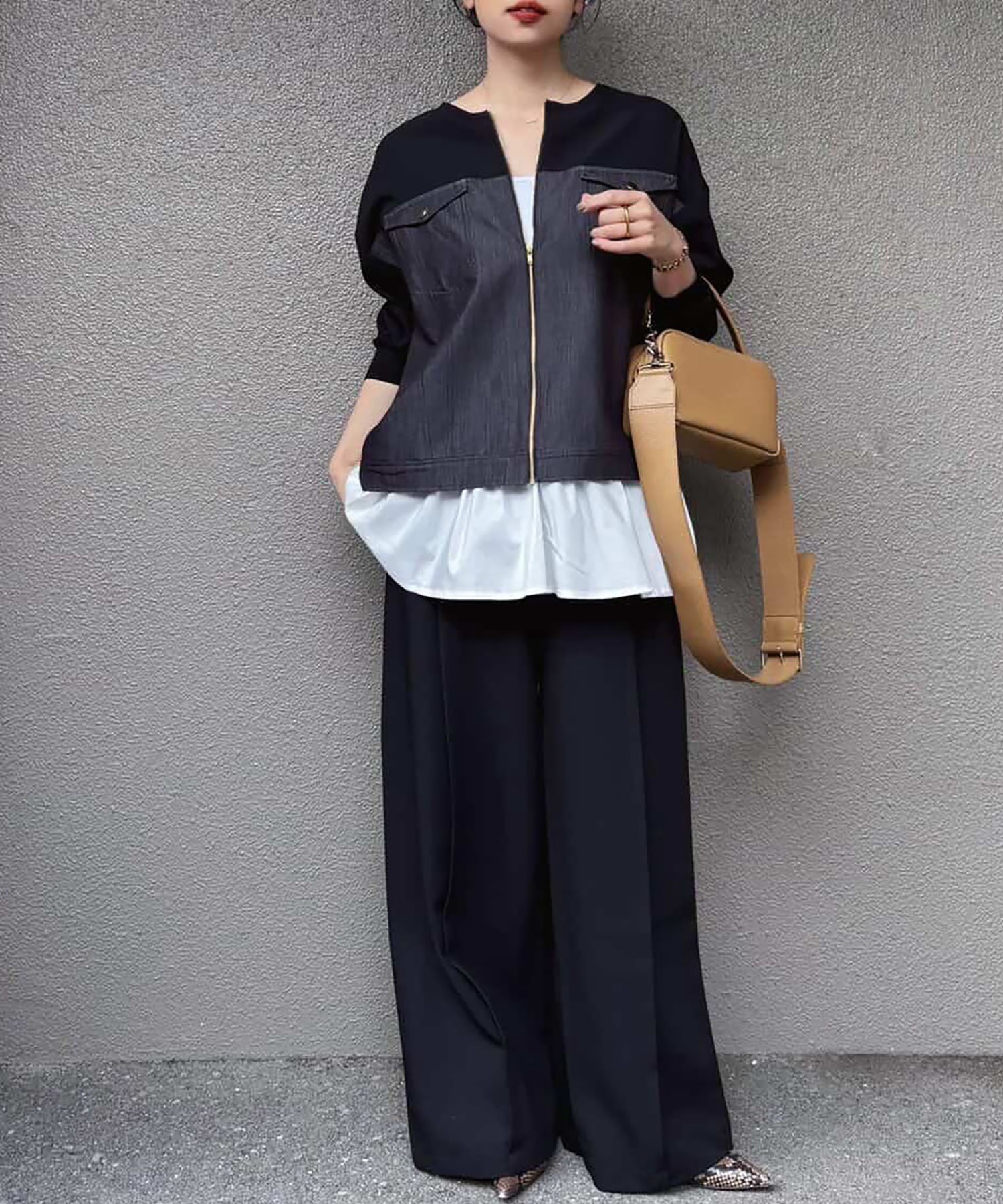 デニムライクバイカラーブルゾン Emma Taylor│STYLEDOOR スタイルドア