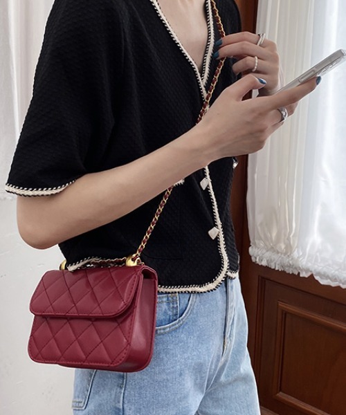 kom/ドットケーオーエム』キルティングミニチェーンバッグ .KOM│A'GEM