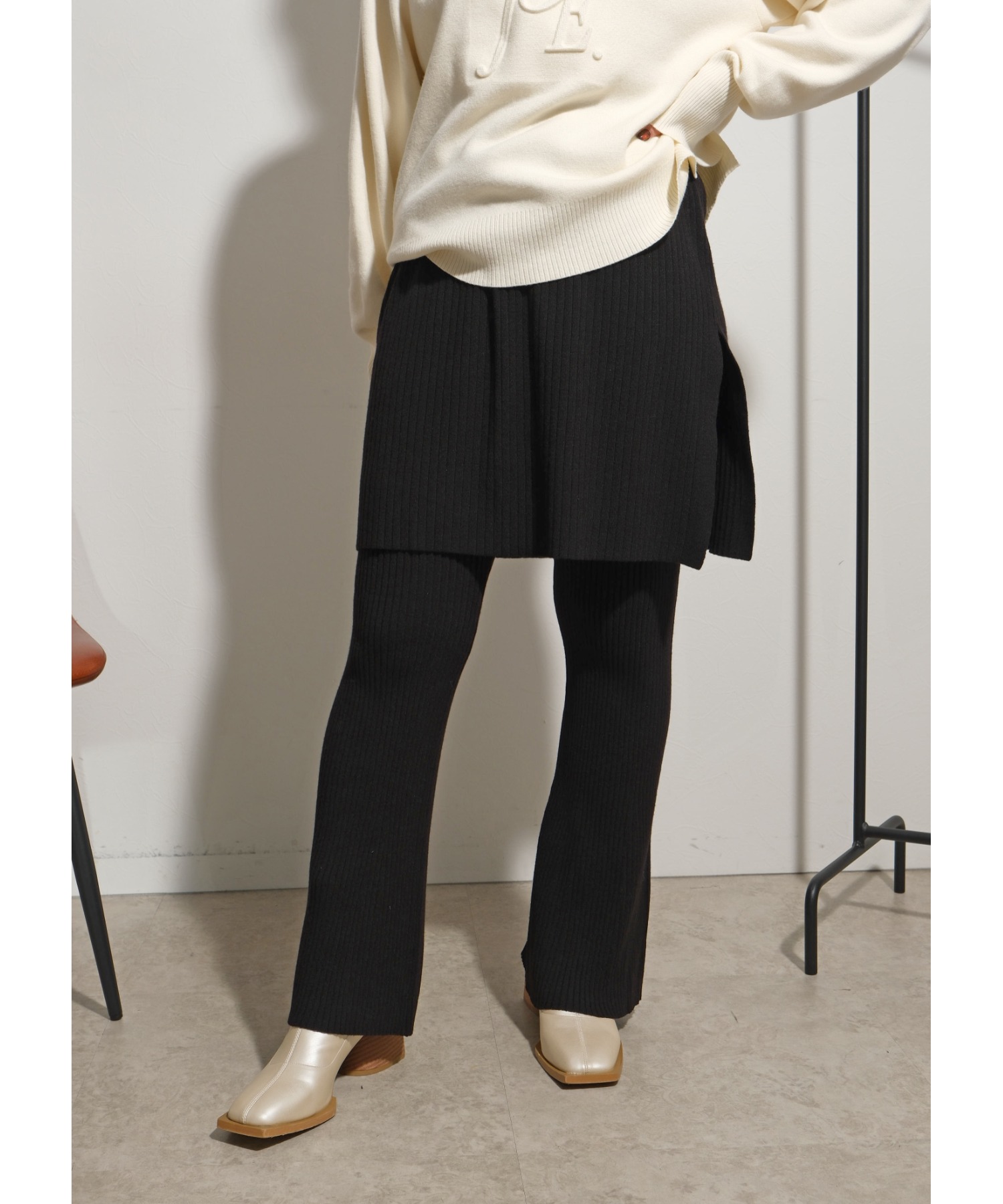 L'Appartement KNIT PANTSウールカシミヤ リブニットパンツ L'Appartement KNIT PANTSウールカシミヤ リブニットパンツ