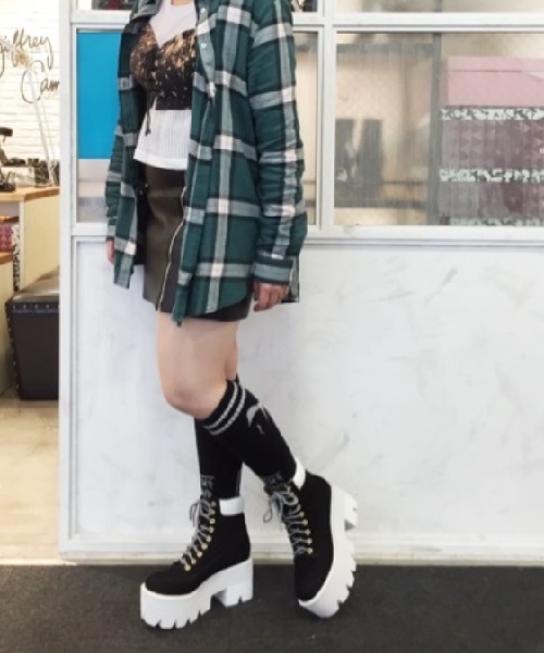 Rakuten JeffreyCampbell NIRVANA厚底レースアップショートブーツ aob