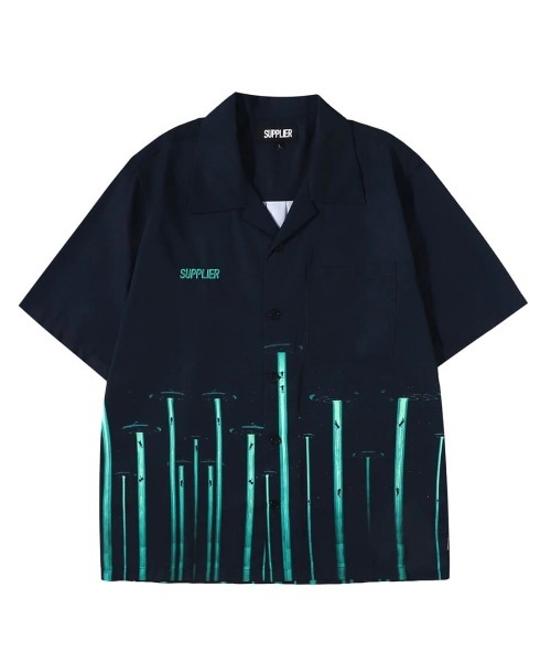 直送商品 SUPPLIER 定番スタイル サプライヤー UFO OPEN COLLAR オープンカラーシャツ 半袖シャツ ロゴシャツ グラフィック SHIRT